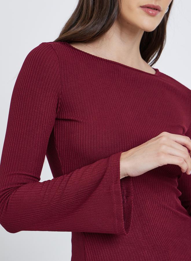 Styli Ribbed Knitted Bell Sleeve Top - Image 3